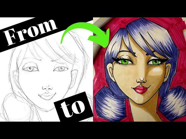 How to COLOR (and Shade) a Whimsical FACE in COPIC MARKERS 