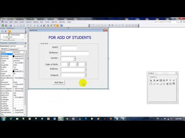 Add data in Excel programming part 3