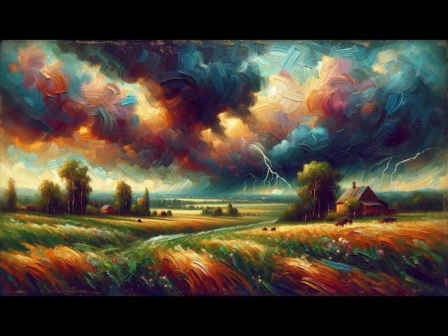 Stormy Country Day Canvas Artwork (1 Hour, Soothing Music)