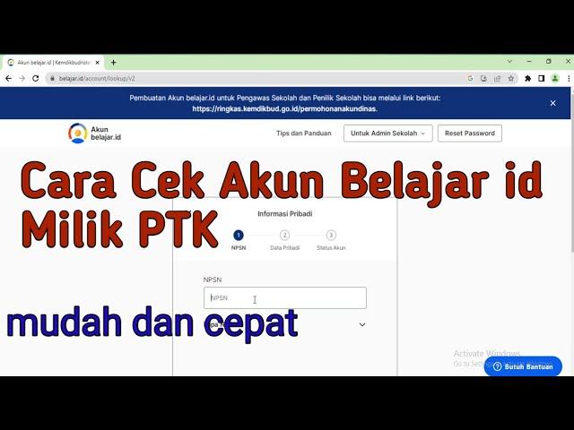 Cara Mudah Mengetahui / Mencari Akun Belajar id Milik PTK