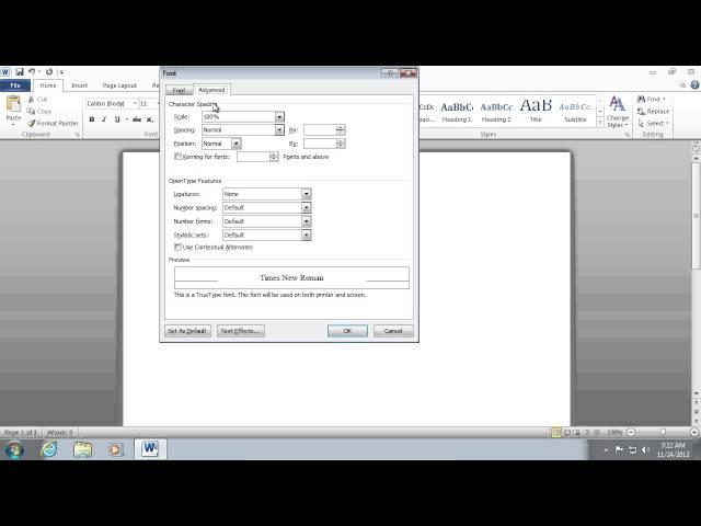 How to set default Font in Word 2010