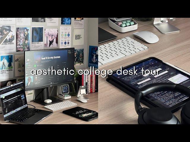 aesthetic college desk tour 2023  | pinterest inspired kpop & anime wall tour ft vernal desk