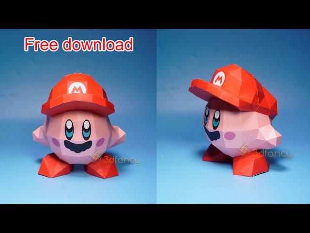 How to make 3D Papercraft Mario Kirby - Free 3d svg for cricut projects