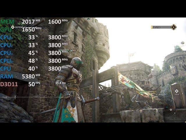 For Honor Ryzen 3 2200G Vega 8 GPU@1650Mhz CPU@3.8Ghz