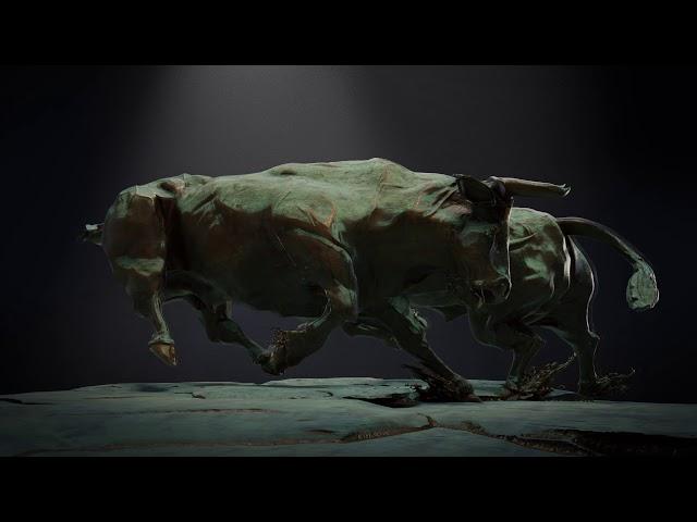 Concept Art in Blender and Zbrush - "Charging Bulls"