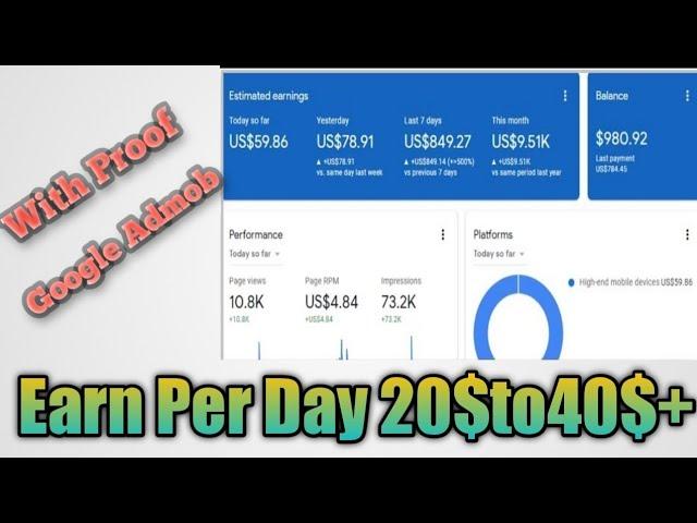 Earn Per day 20$ Google admob|| How To Earn