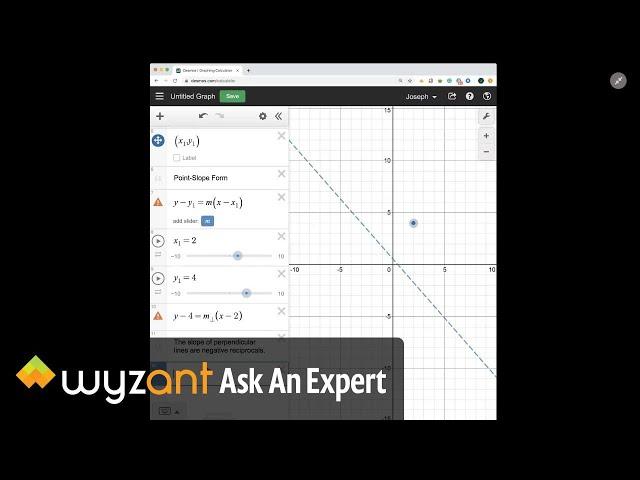 Find a line that travels through a point and is perpendicular to a line.