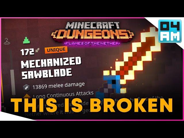 SAWBLADES ARE BROKEN AND OP - New Weapon in Flames of The Nether DLC in Minecraft Dungeons