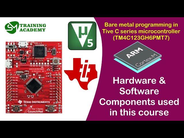 Hardware & Software used in Bare metal programming in Tiva C series Microcontroller course