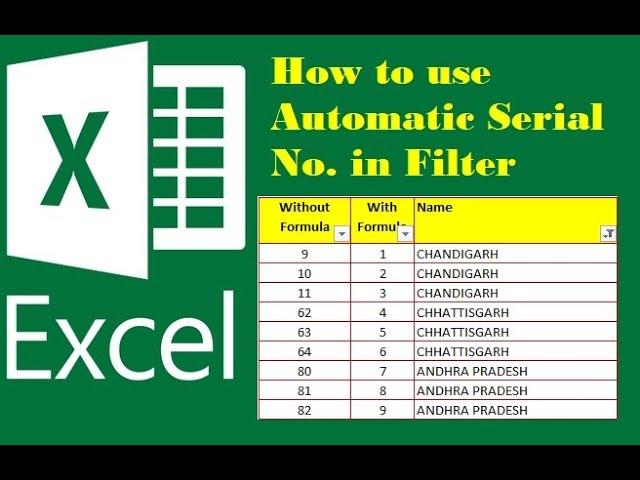 How to use Automatic Serial Number in Excel Filter | Methods to add Serial No. in Excel  || Hindi ||