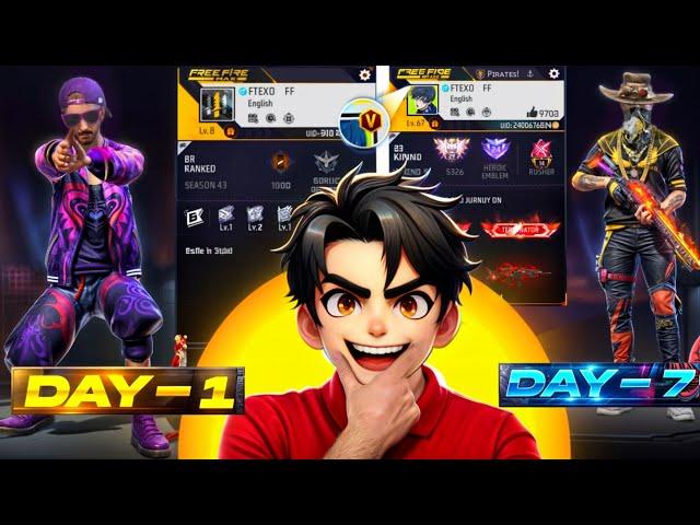 Transforming ₹1 Noob ID into ₹10,00,000 Free Fire ID  | by playing solo Tournament || in 7 Days 