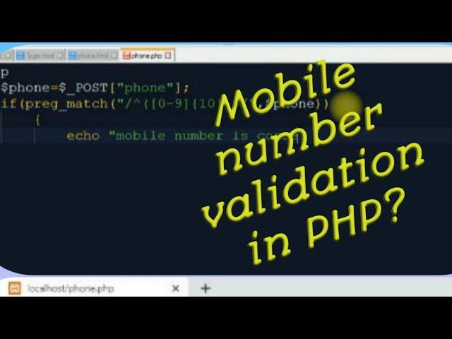 How to validate mobile number in PHP | HTML | Using preg_match|