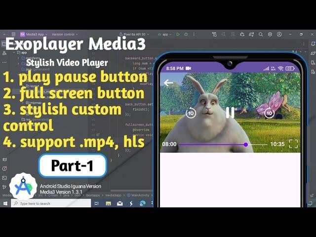 Exoplayer Media3 Stylish Video Player in Android Studio || Exoplayer Media3 #media3