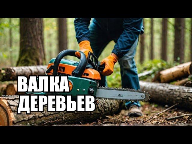 Как правильно валить Деревья ! Бензопилой