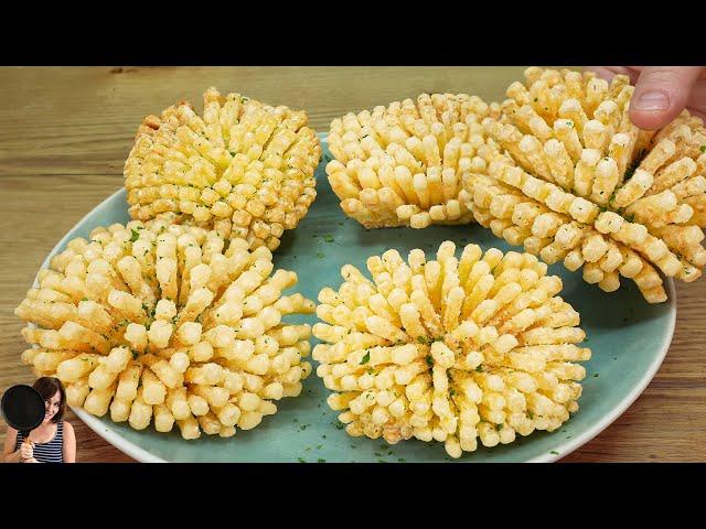 Just potatoes! Super crispy fried potato flowers! No flour! 2 crispy potato recipes