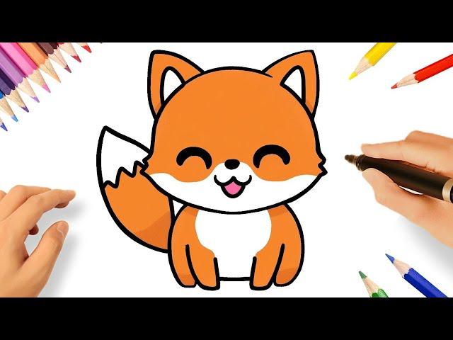 HOW TO DRAW A CUTE KAWAII FOX EASY 