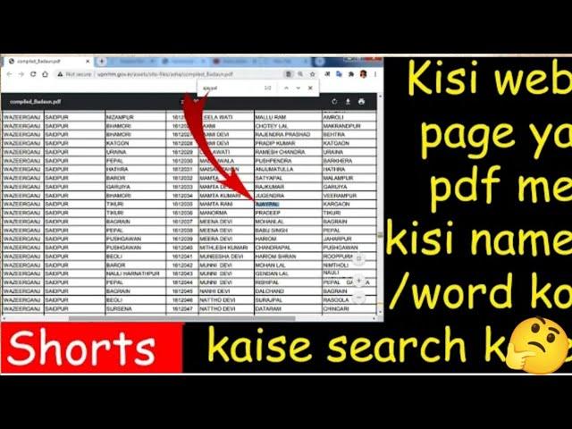 Kisi web page ya pdf me kisi name /word ko kaise search kare