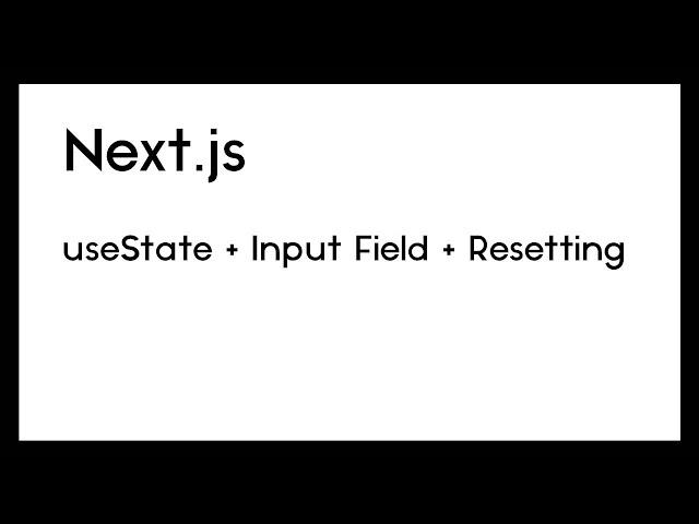 useState Input Field Resetting (Next.js)