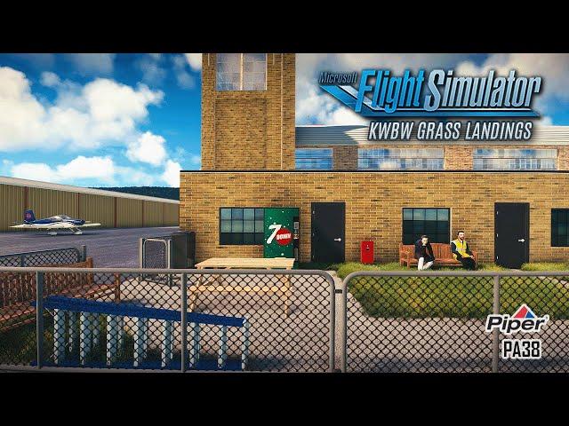 Microsoft Flight Simulator 2020 PA38 VFR Flight: KWBW Grass Landings