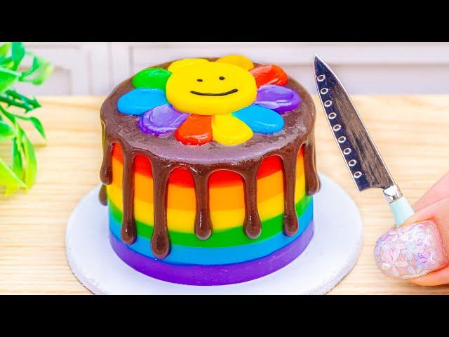 Sweet Rainbow Flower Cake Decorating | Miniature Rainbow Chocolate Cake Recipe By Cakes King