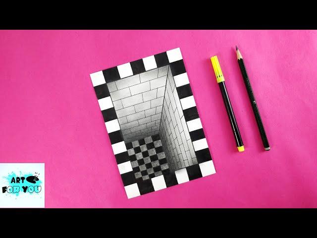 Very Easy!! How To Draw 3D Hole Illusion - 3D Trick Art On Paper | 3D Drawing Hole Easy | 3D Drawing