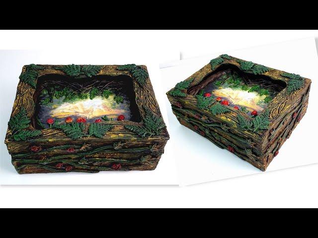 DIY/Magic Box from recycled cardboard  and Air dry clay/Paper crafts