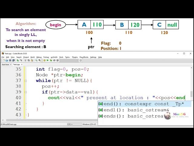 Search an element in a Singly Linked List