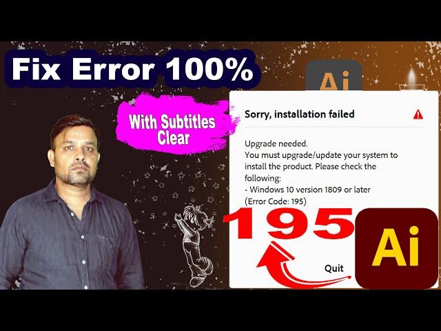 How to Fix Adobe illustrator "Error Code" 195 (Subtitles)