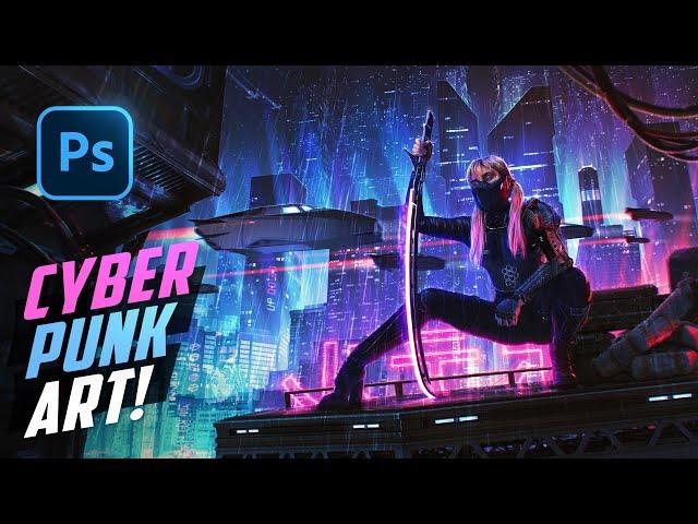 Creating a Neon Assassin in Photoshop | Cyberpunk Photo Manipulation Speed Art