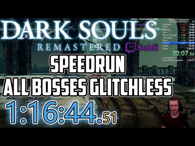 Dark Souls Remastered Speedrun All Bosses Glitchless in 1:16:44