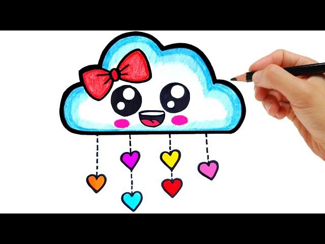 HOW TO DRAW A CUTE CLOUD EASY STEP BY STEP