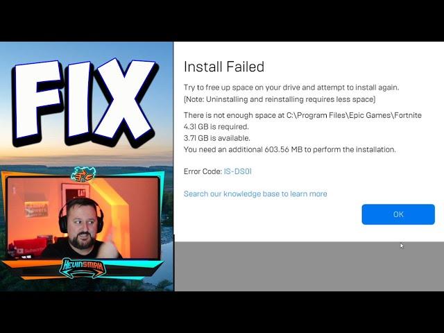 Fortnite Install Failed NOT Enough SPACE - FIX ️ Chapter 2