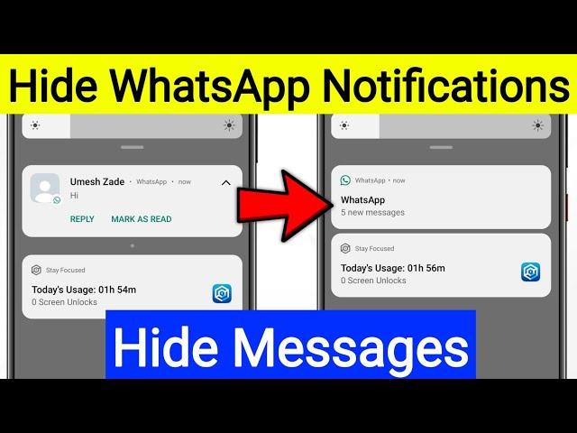 How To Hide Whatsapp Message Content | how to hide notification on whatsapp | whatsapp