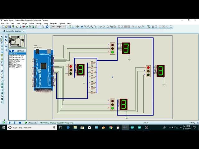 Arduino Base 4 way Traffic Light  Control System | Traffic Signal proteus Project with Arduino Code