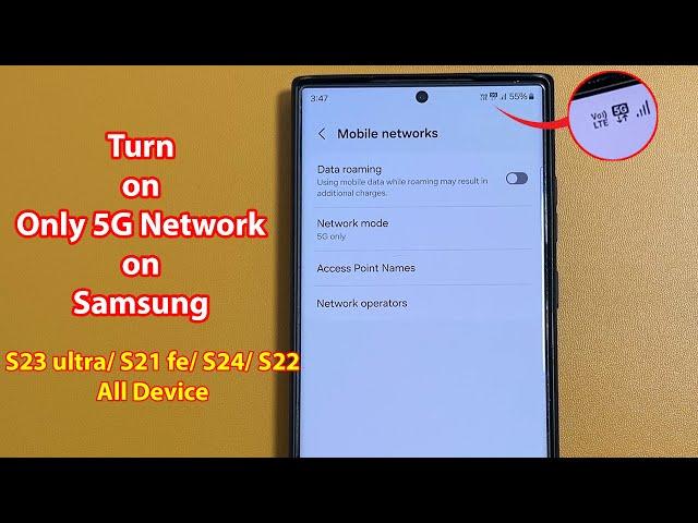 How to select only 5g network in samsung s23 ultra s22 s24 A72