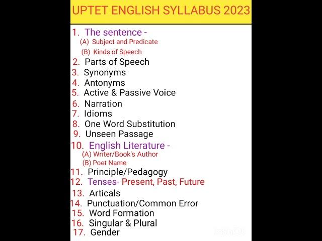 uptet english syllabus 2023#uptet#uptet2023..