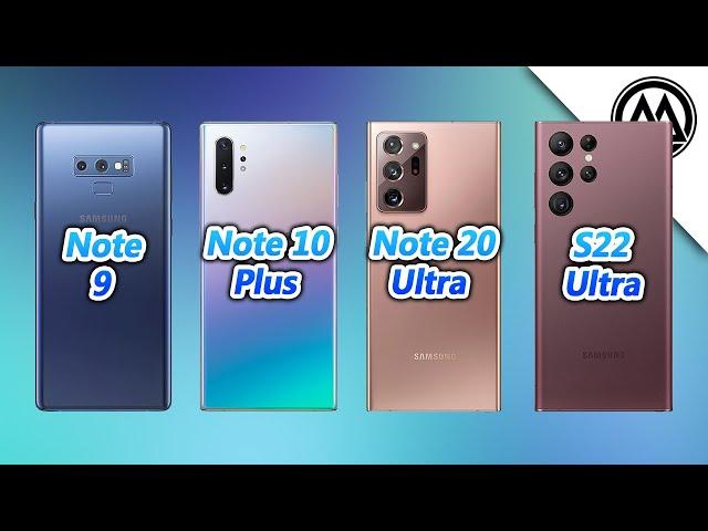 Samsung Galaxy Note 9 vs Samsung Galaxy Note 10 Plus vs Samsung Note 20 Ultra vs Samsung S22 Ultra