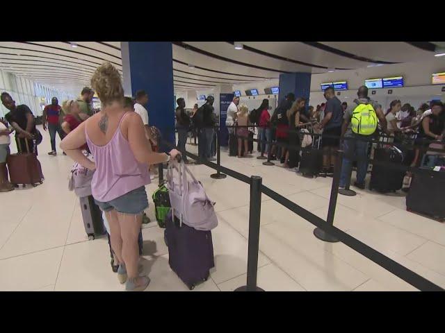 Tourists trying to get out of Jamaica ahead of Hurricane Beryl