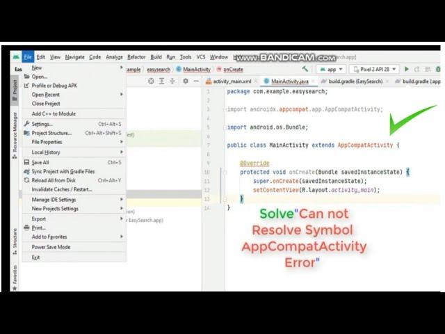 Cannot resolve symbol 'AppCompatActivity' in android studio