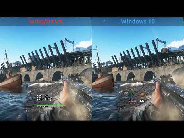 Benchmark Battlefield V (Beta) - Wine/DXVK vs Windows 10