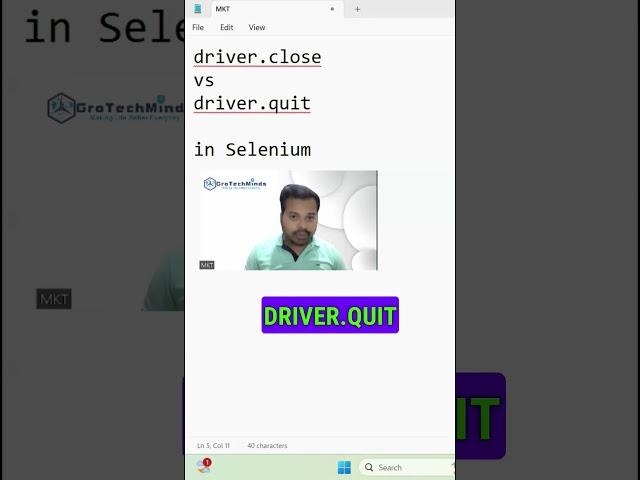 Close & Quit method in selenium