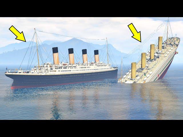 Britannic Crashes Into Titanic And Both Ships Sinking In GTA 5 (Titanic And Britannic Underwater)