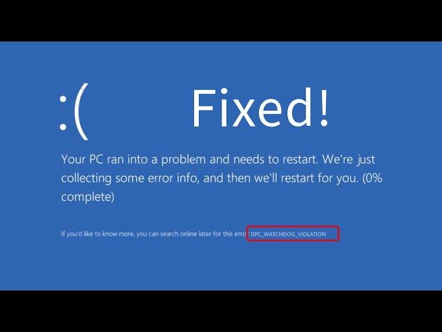 Fix DPC WATCHDOG VIOLATION in 1 Minute - Windows 10 - How to Fix