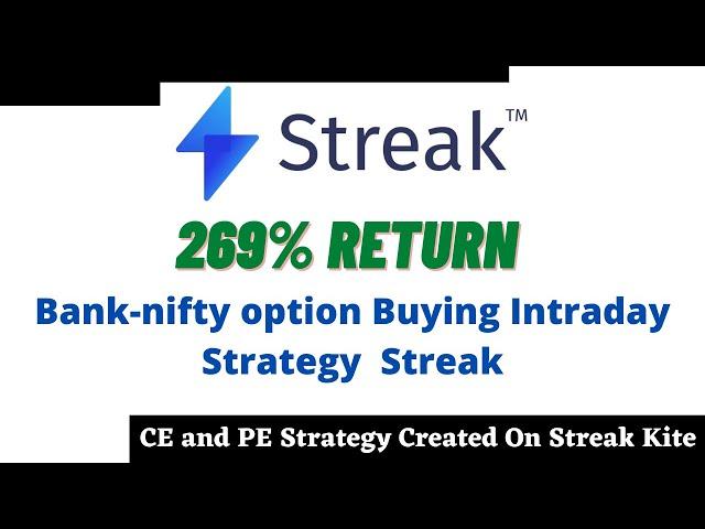 Best Bank-nifty option Buying algo Intraday Strategy Zerodha Streak