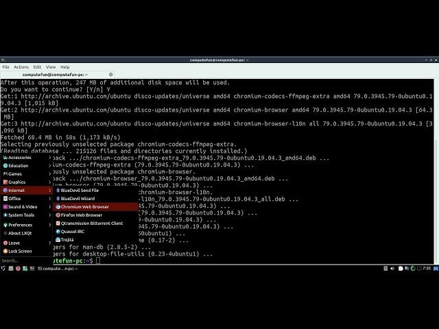 Lubuntu install chromium browser, and performance tuning by putting cache into ramdisk (/dev/shm).