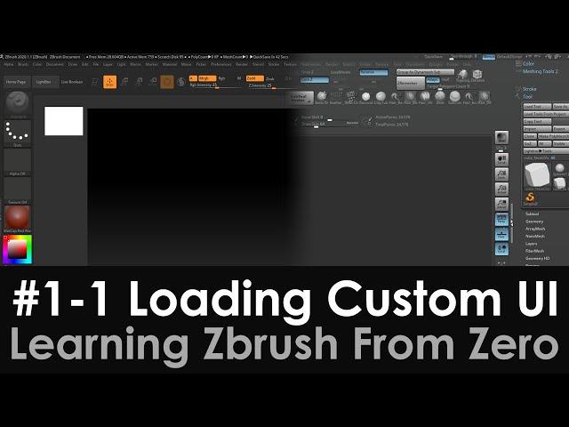 1-1 Loading Alfred's Custom UI Interface, Hotkeys, Brushes, Hotkey setup to speed up zbrush learning