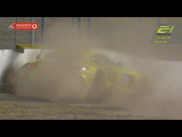 ADAC 24h-Rennen Nürburgring 2018. 24 Hours Nürburgring. Renger van der Zande Crash