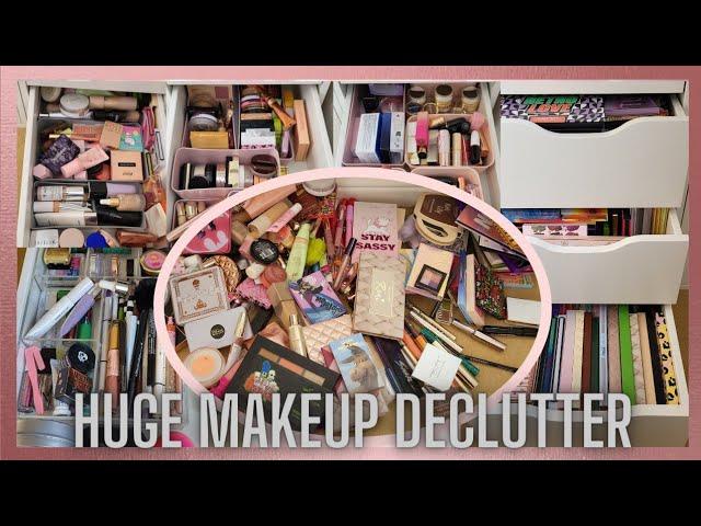 HUGE MAKEUP COLLECTION DECLUTTER 2023 ORGANIZING MY MAKEUP | Clare Walch