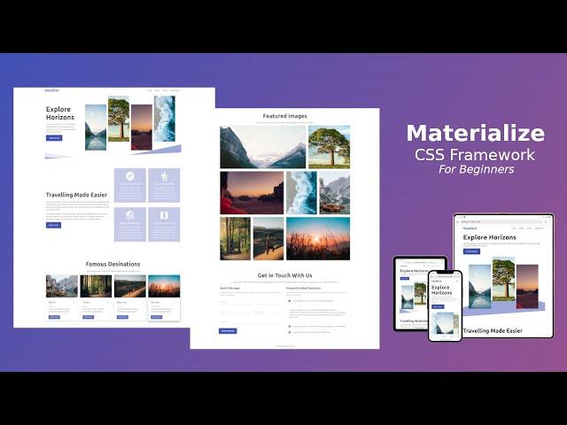 Materialize CSS Tutorial for Beginners | Travel Website Landing Page (Mini Project)