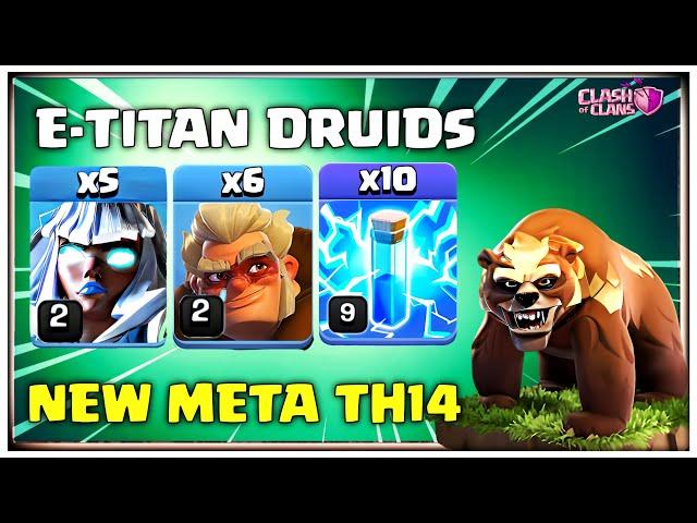 New Meta!! TH14 Zap Electro Titan Attack With Druids in Clash of Clans